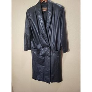 Rock Creek Women's Black Leather Trench Coat.Size Small. Condition Very Good.